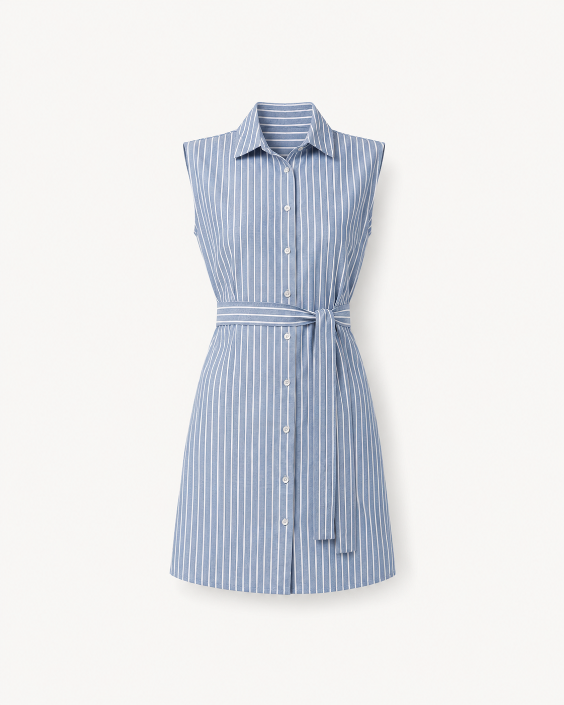 Cotton Striped Shirt Dress - Blue