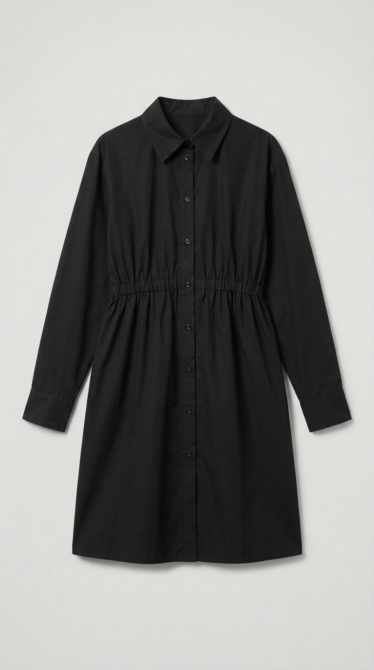 Pure Cotton Shirt Dress - Black
