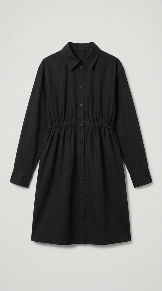 Pure Cotton Shirt Dress - Black