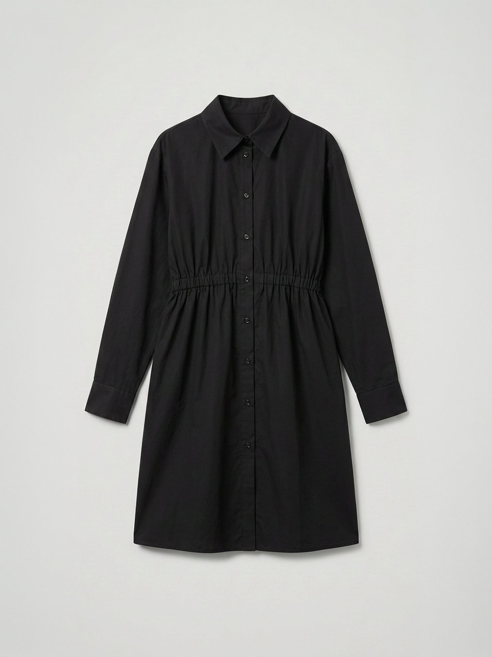 Pure Cotton Shirt Dress - Black