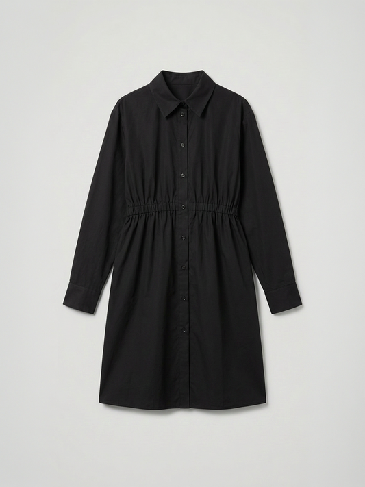 Pure Cotton Shirt Dress - Black