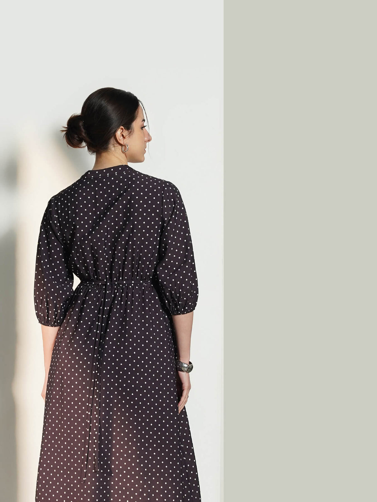 A-Line Polka Midi Dress - Plum