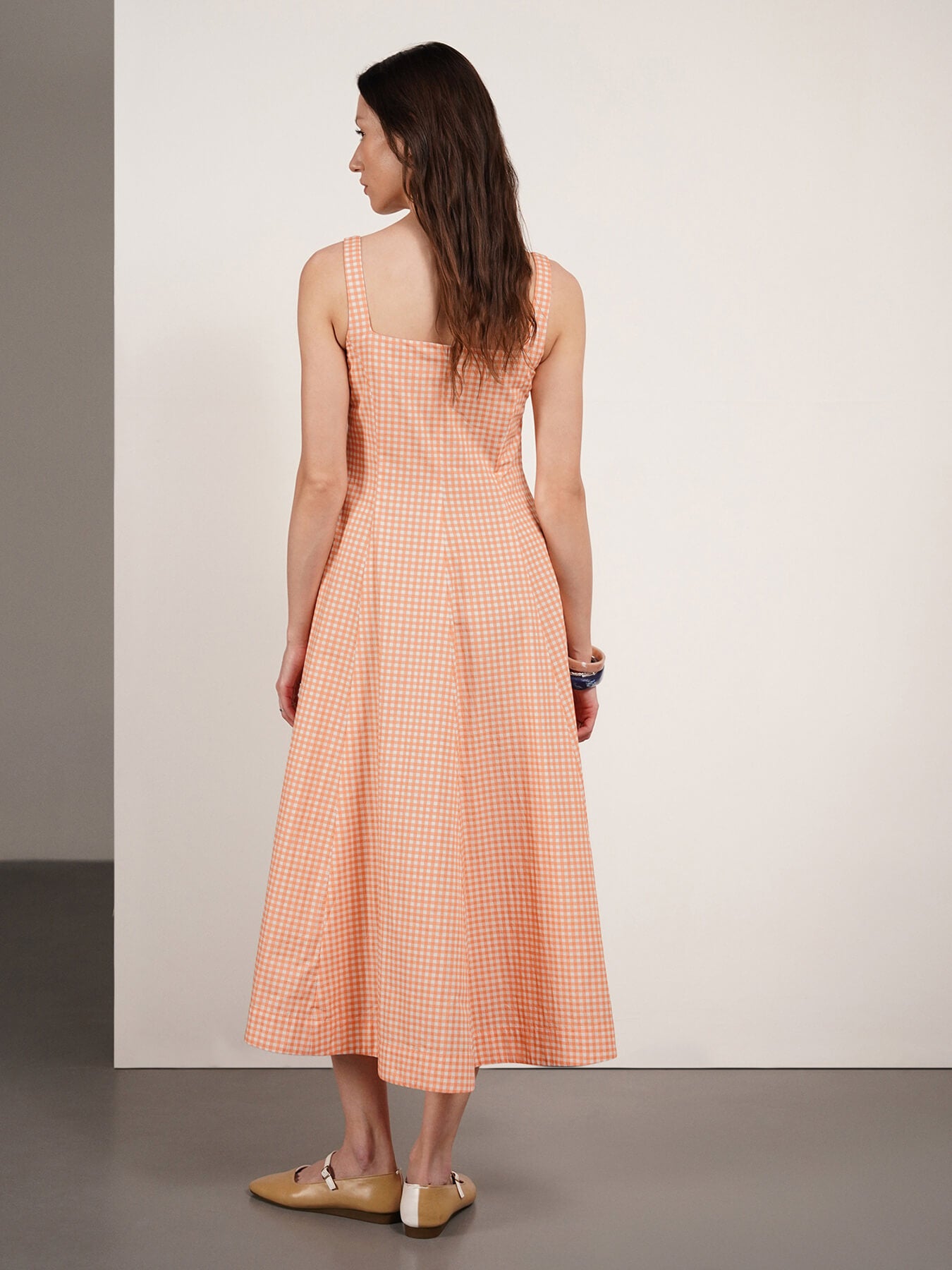 Pure Cotton Fit and Flare Dress - Orange