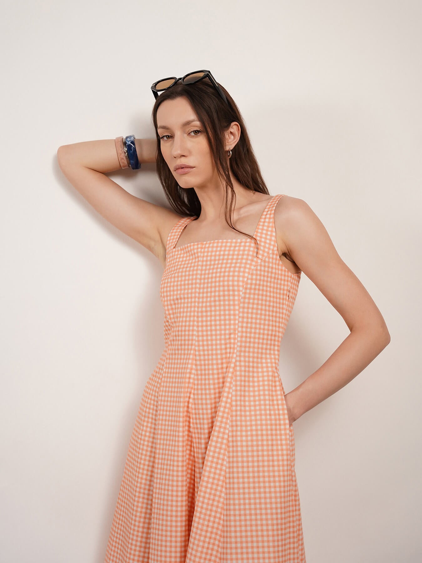 Pure Cotton Fit and Flare Dress - Orange