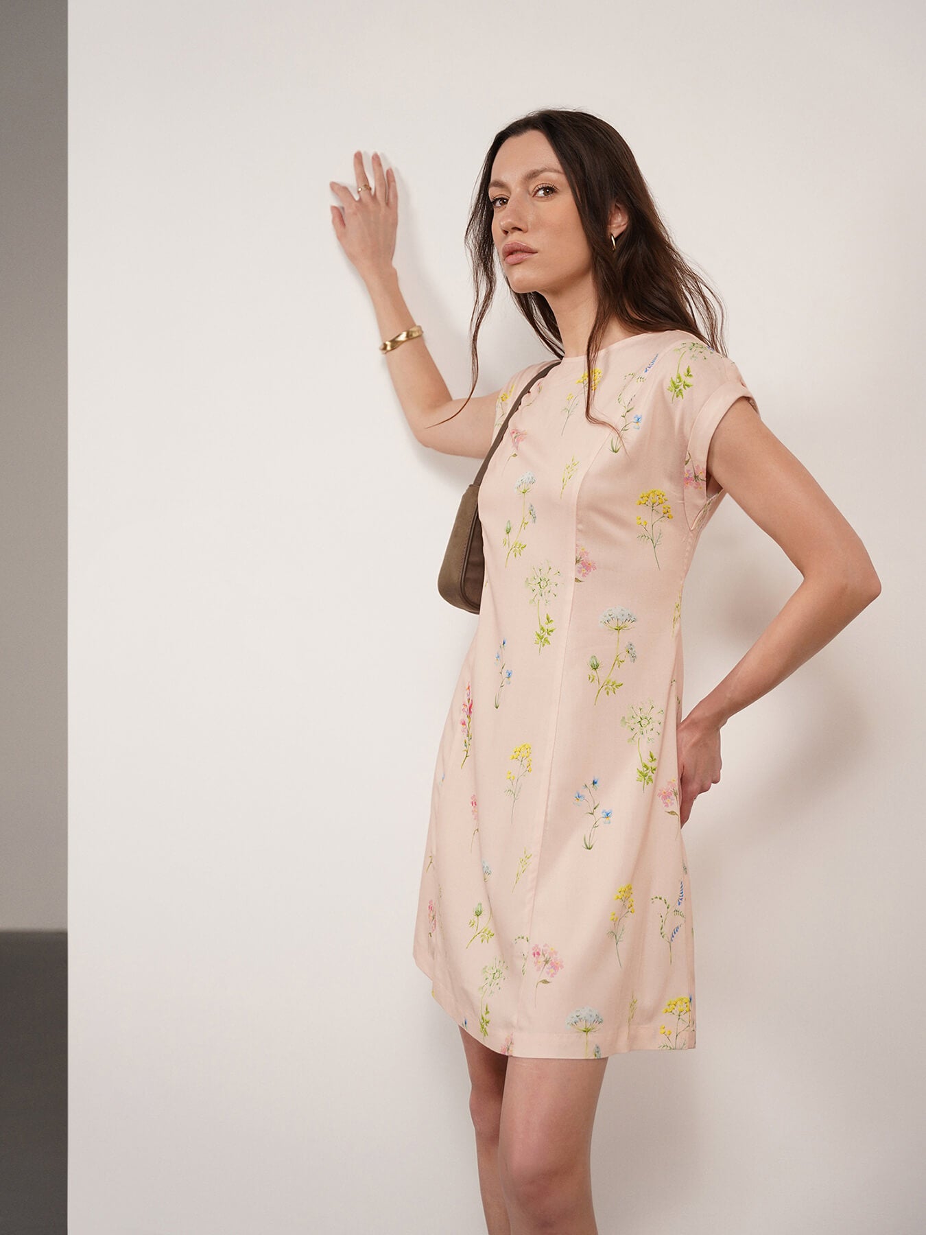 Floral Fit And Flare Dress - Pink