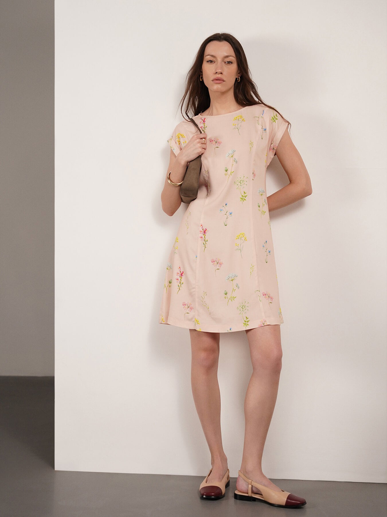 Floral Fit And Flare Dress - Pink