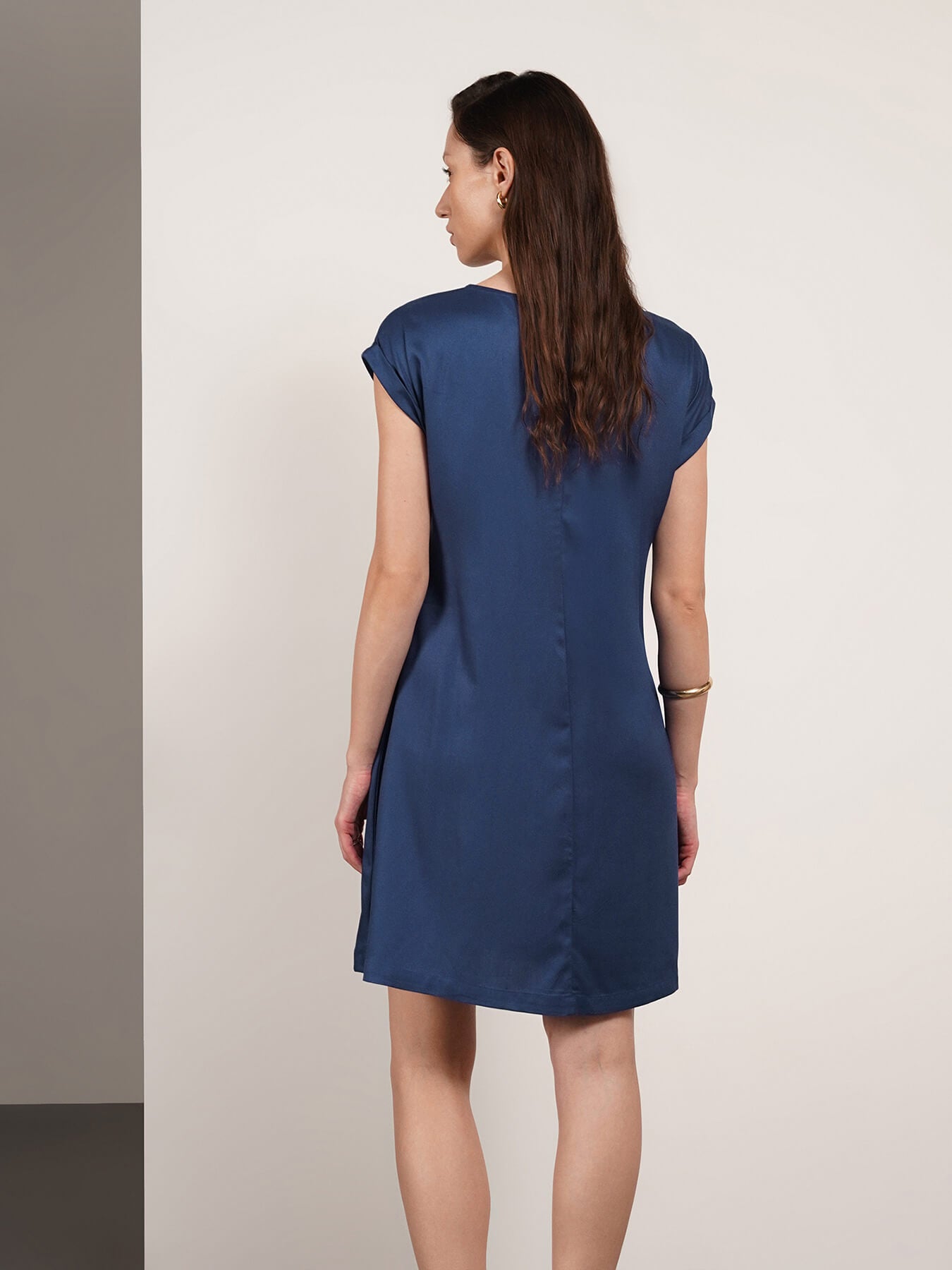Viscose Fit And Flare Dress - Blue