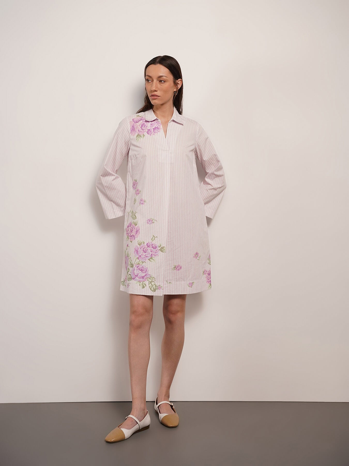 Pure Cotton Floral Dress - Lavender
