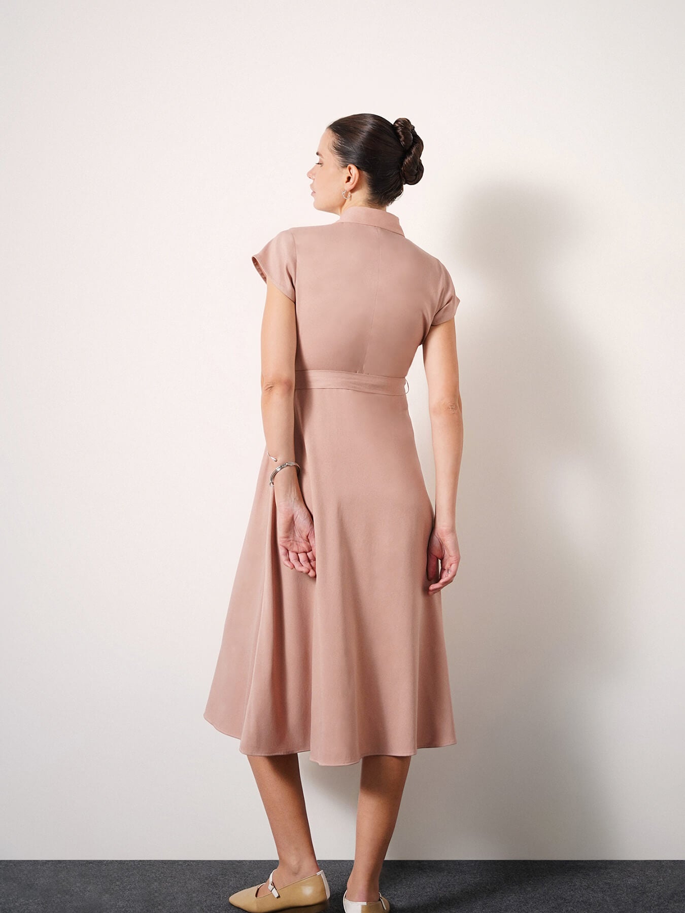 Fit & Flare Shirt Dress - Pink