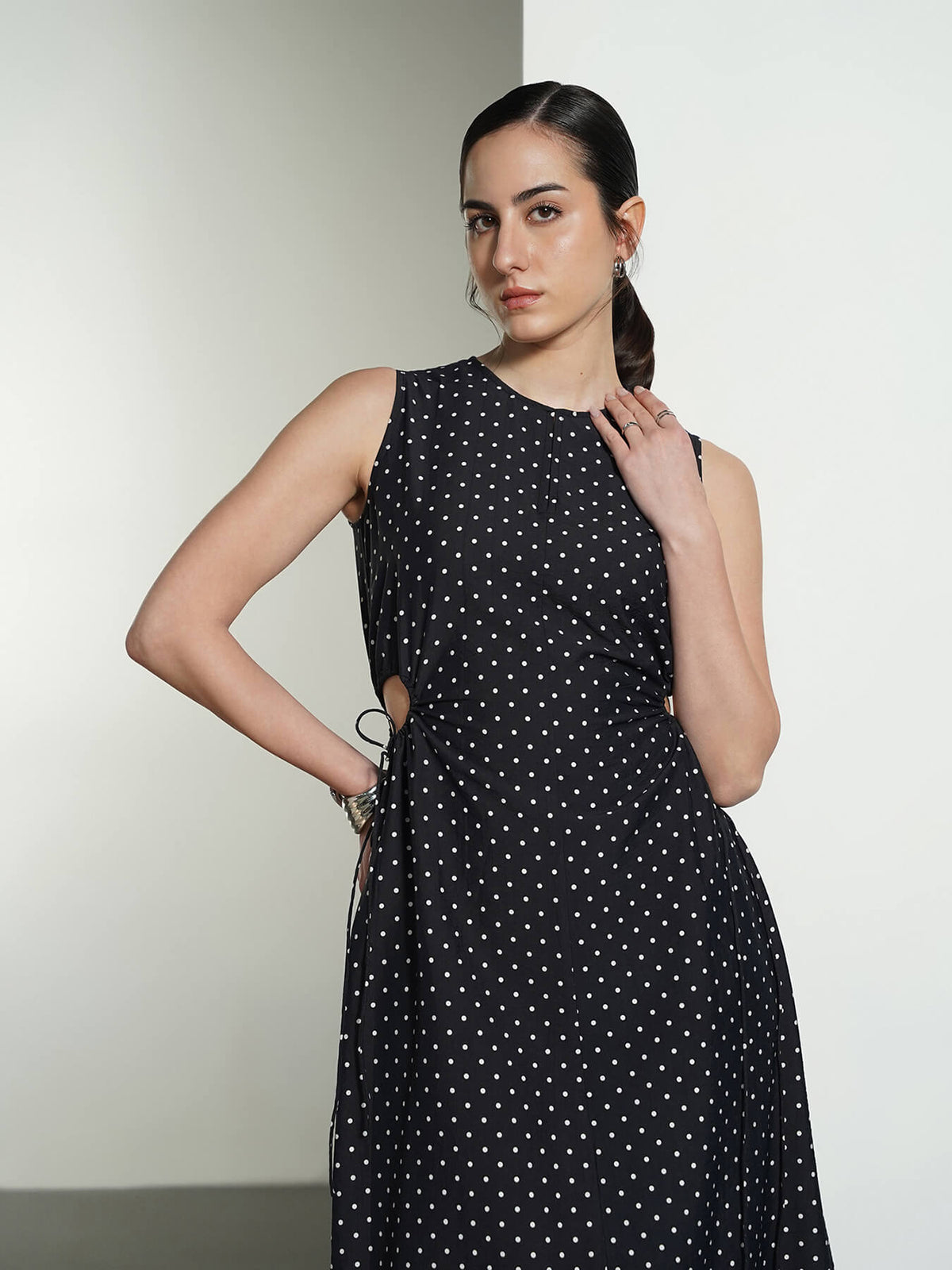 A-Line Polka Maxi Dress - Plum
