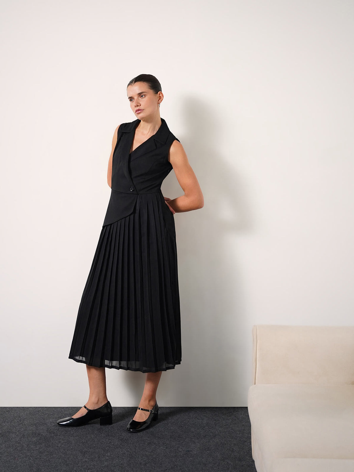 Fit & Flare Midi Dress - Black
