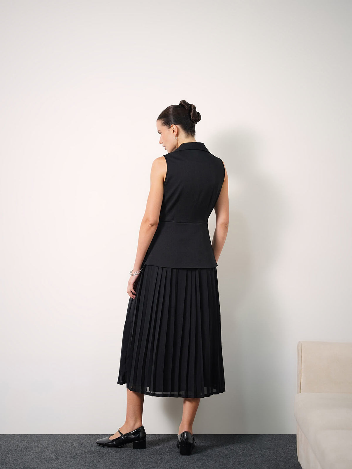 Fit & Flare Midi Dress - Black