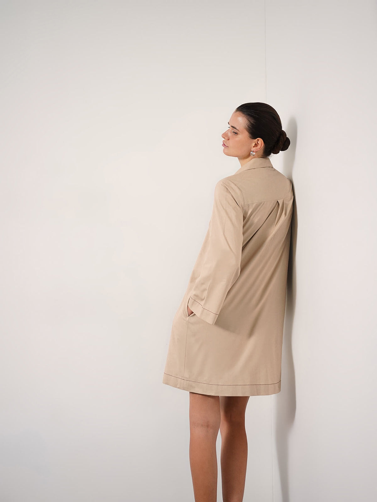 Pure Cotton A-line Dress - Beige