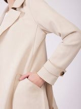 Suede Double Breasted Overcoat - Beige