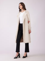 Suede Double Breasted Overcoat - Beige