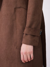 Suede Double Breasted Overcoat - Tan