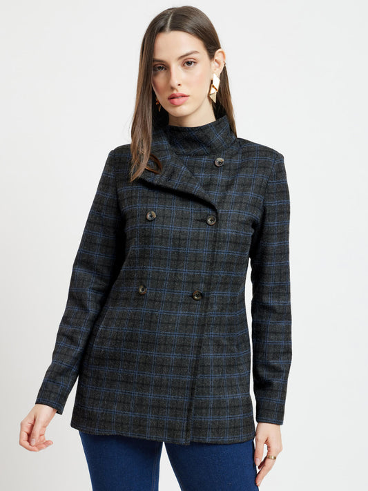 Double Breasted Jacket - Grey And Black