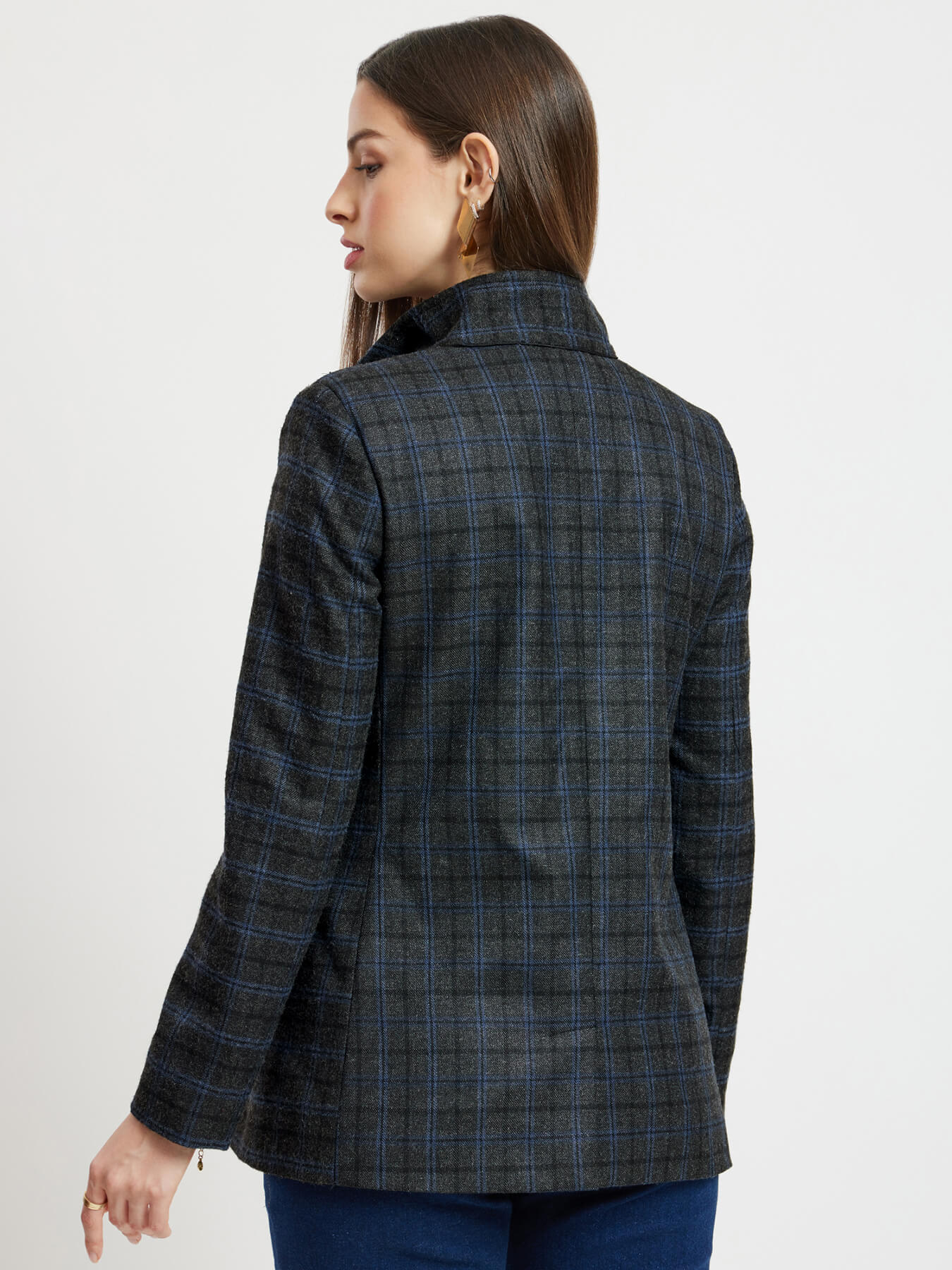 Double Breasted Jacket - Grey And Black