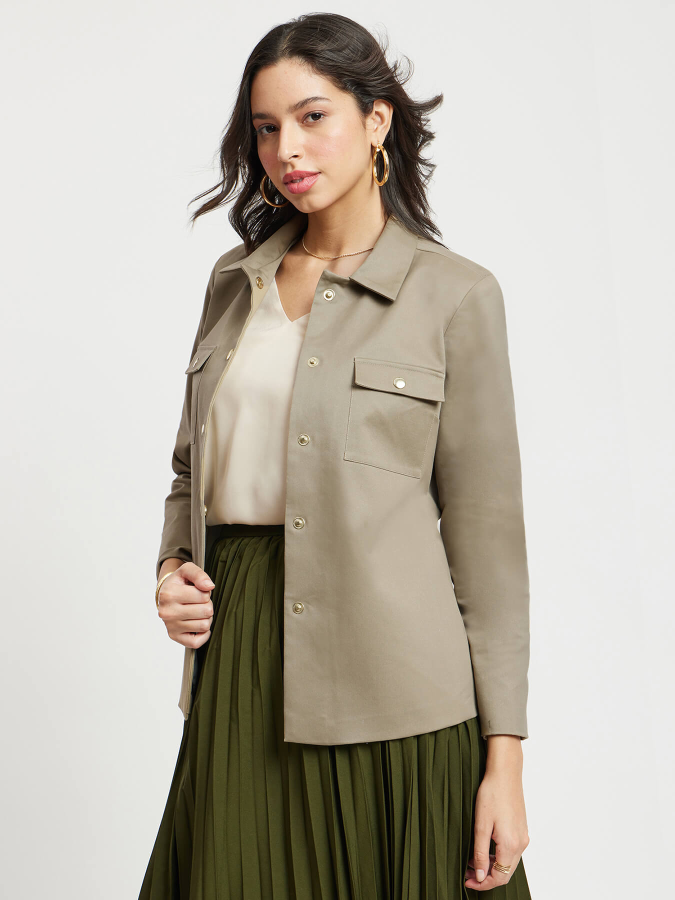 Open Front Jacket - Beige