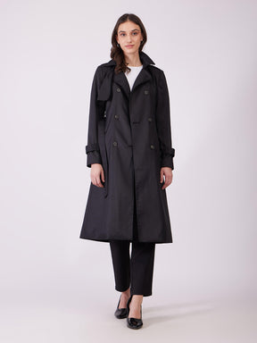 Double Breasted Trench Coat - Black