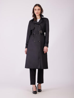 Double Breasted Trench Coat - Black