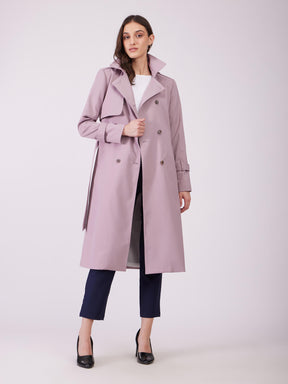 Double Breasted Trench Coat - Lilac