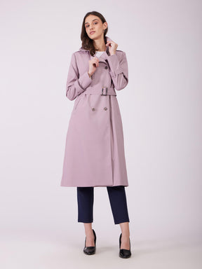 Double Breasted Trench Coat - Lilac