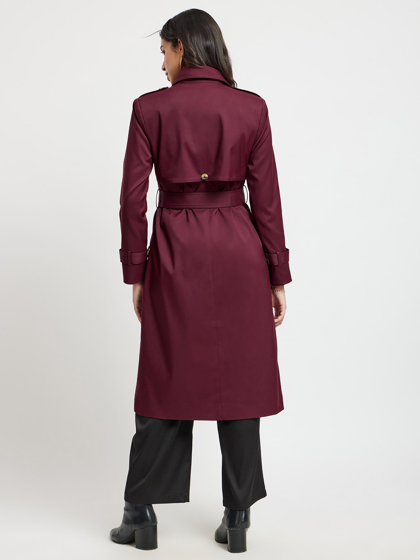 Double Breasted Trench - Maroon