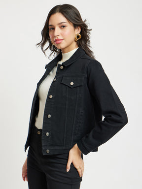 Denim Short Jacket - Black