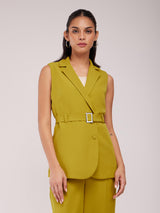 Single Breasted Sleeveless Blazer - Acid Green