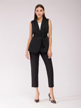 Single Breasted Sleeveless Blazer - Black