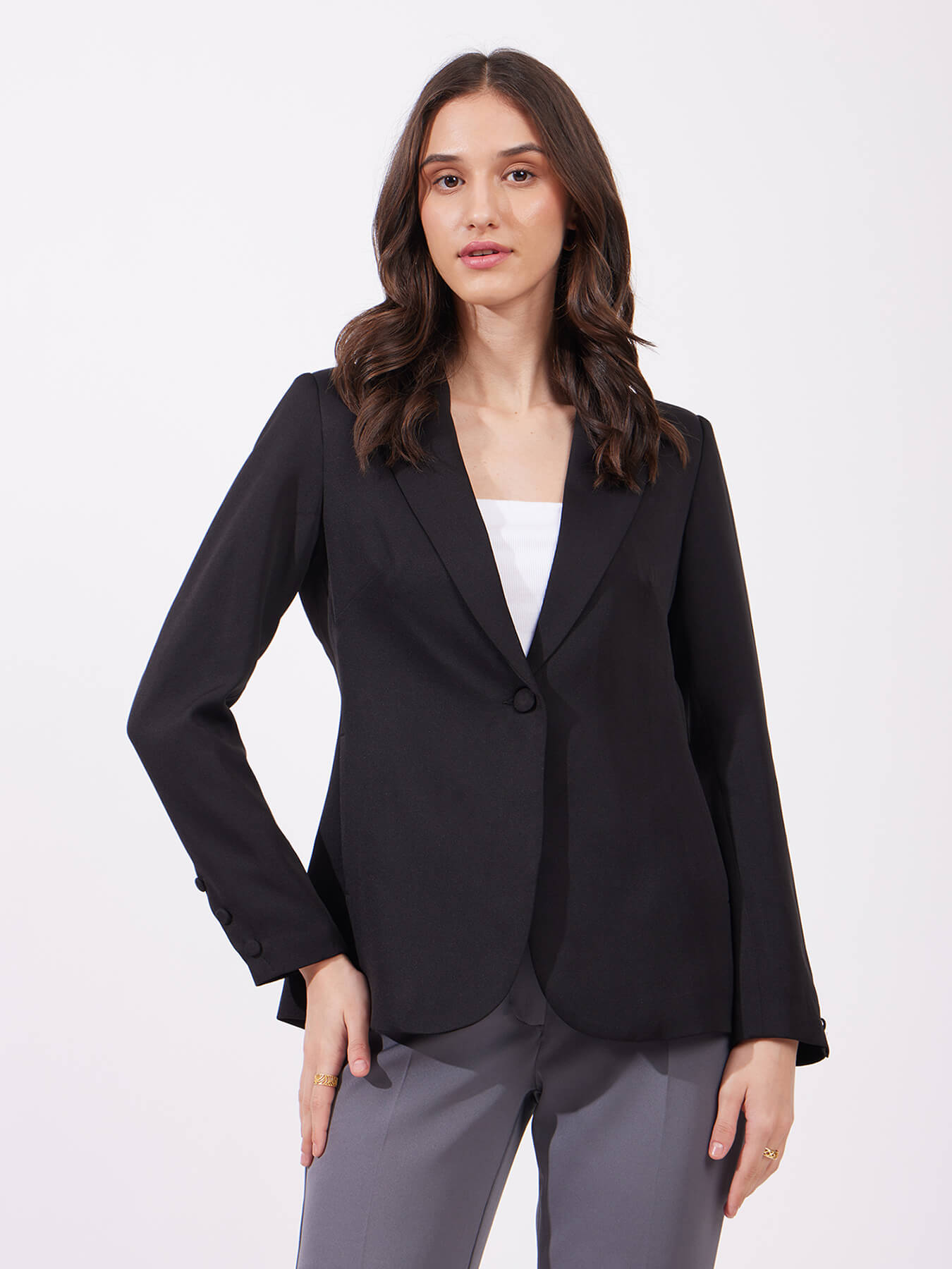 Single Breasted Blazer - Black