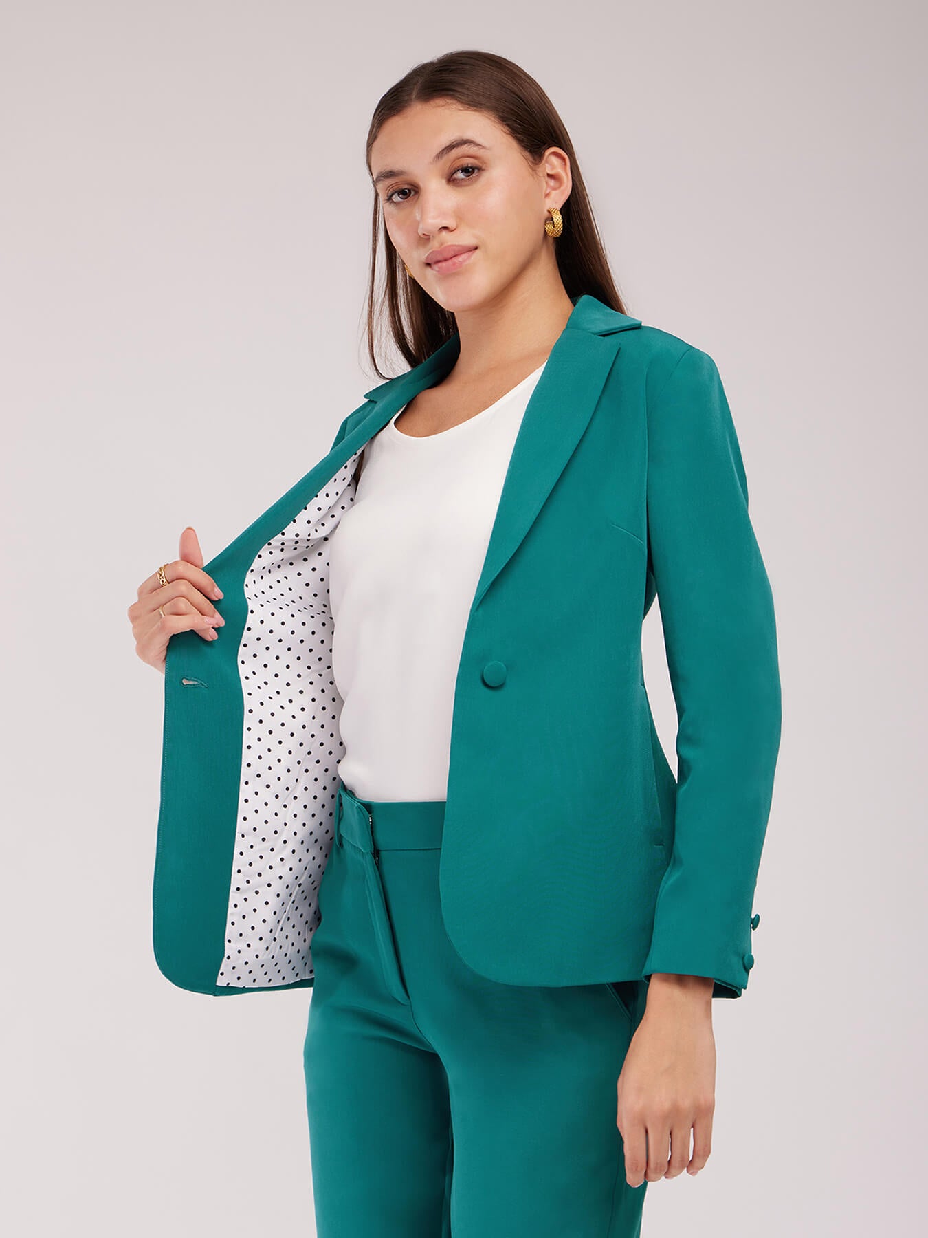 Single Breasted Blazer - Teal