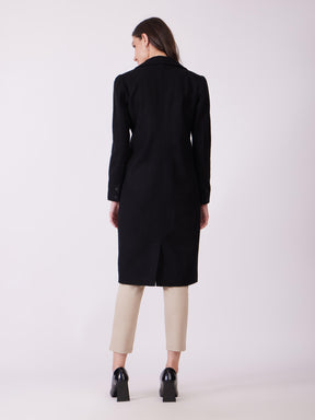 Single Breasted Overcoat - Black