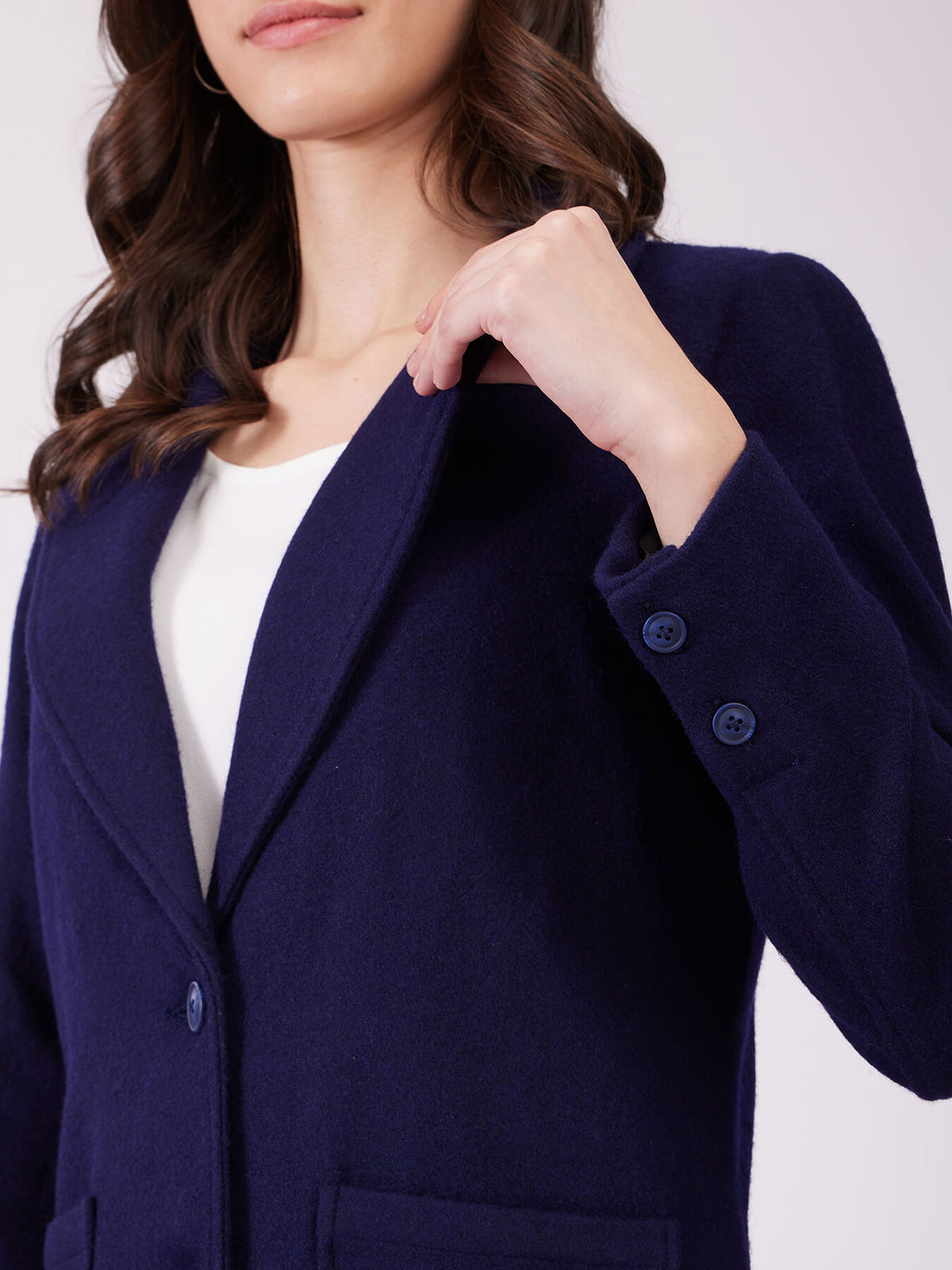 Single Breasted Overcoat - Navy