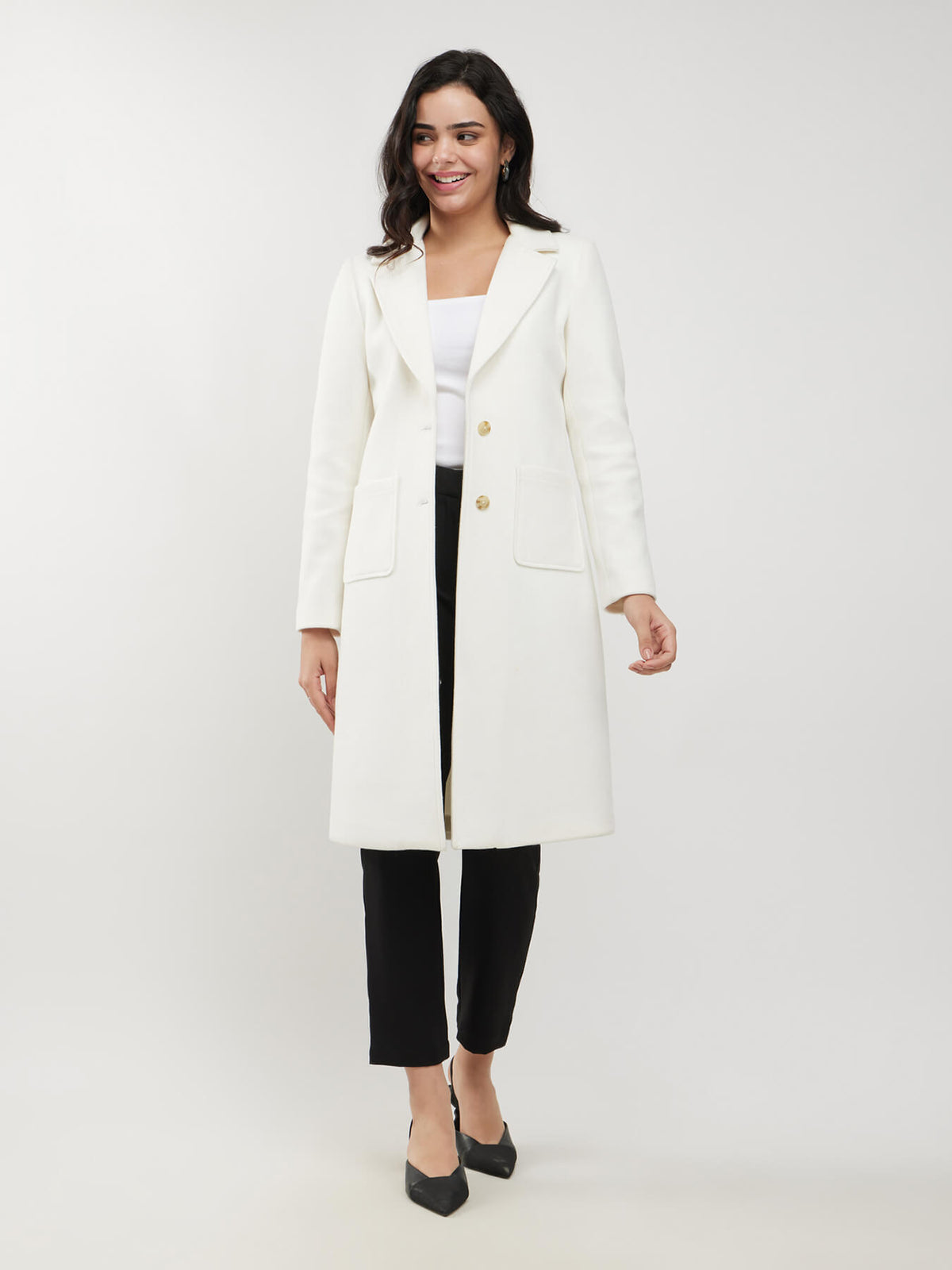 Long Felted Overcoat - Off White