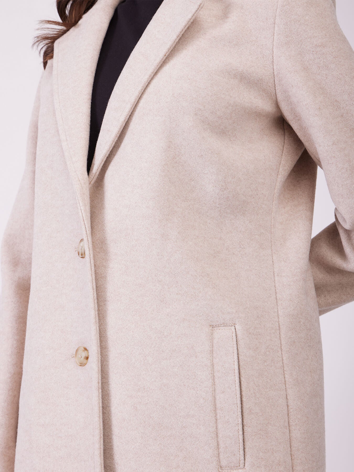 Long Felted Overcoat - Beige