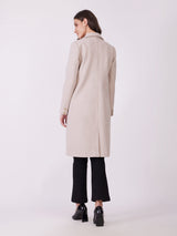 Knitted Single Breasted Overcoat - Beige