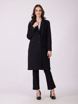 Long Felted Overcoat - Black