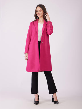 Single Breasted Overcoat - Fuchsia