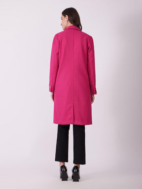 Single Breasted Overcoat - Fuchsia