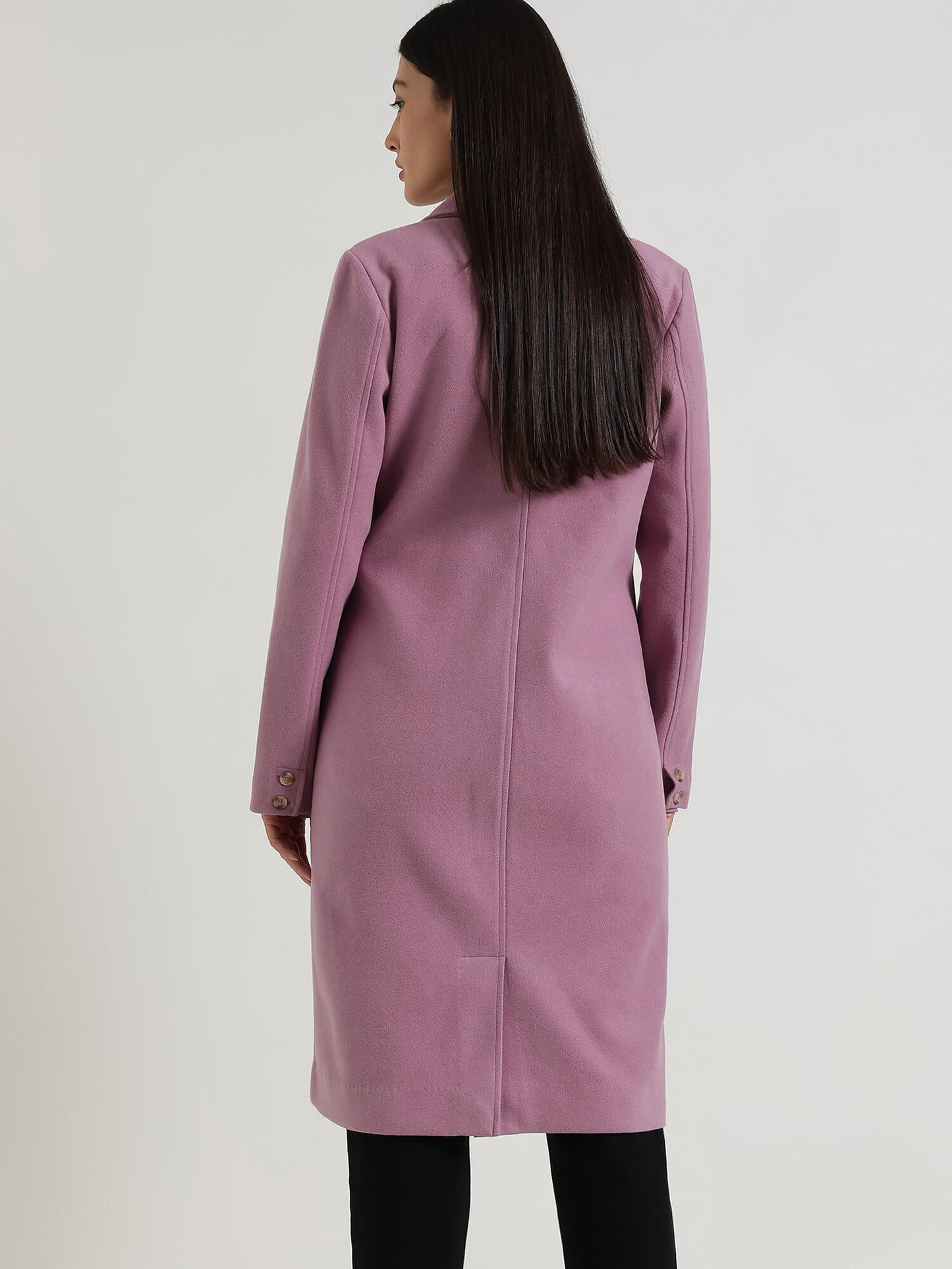 Single Breasted Long Overcoat - Lilac