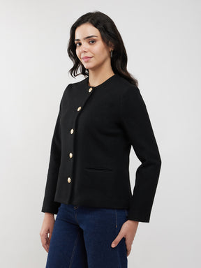 Short Felted Jacket - Black