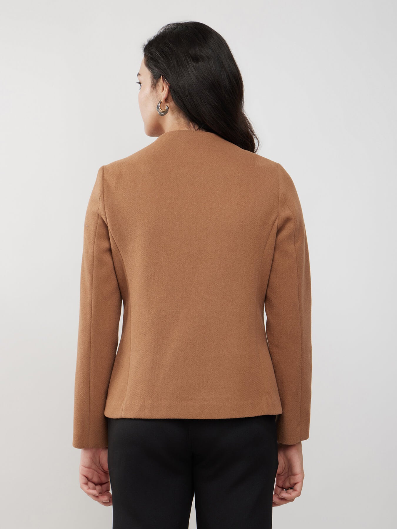 Round Neck Short Jacket - Tan