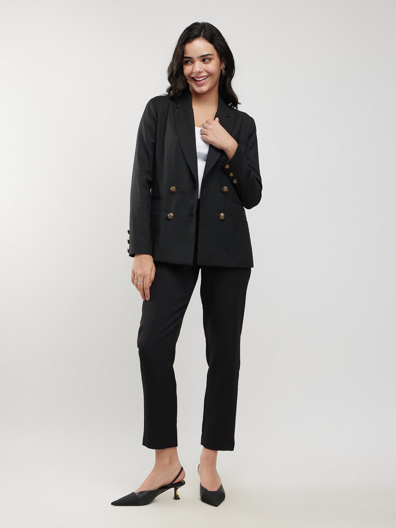 Double Breasted Blazer - Black