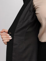 Linen Single Breasted Blazer - Black