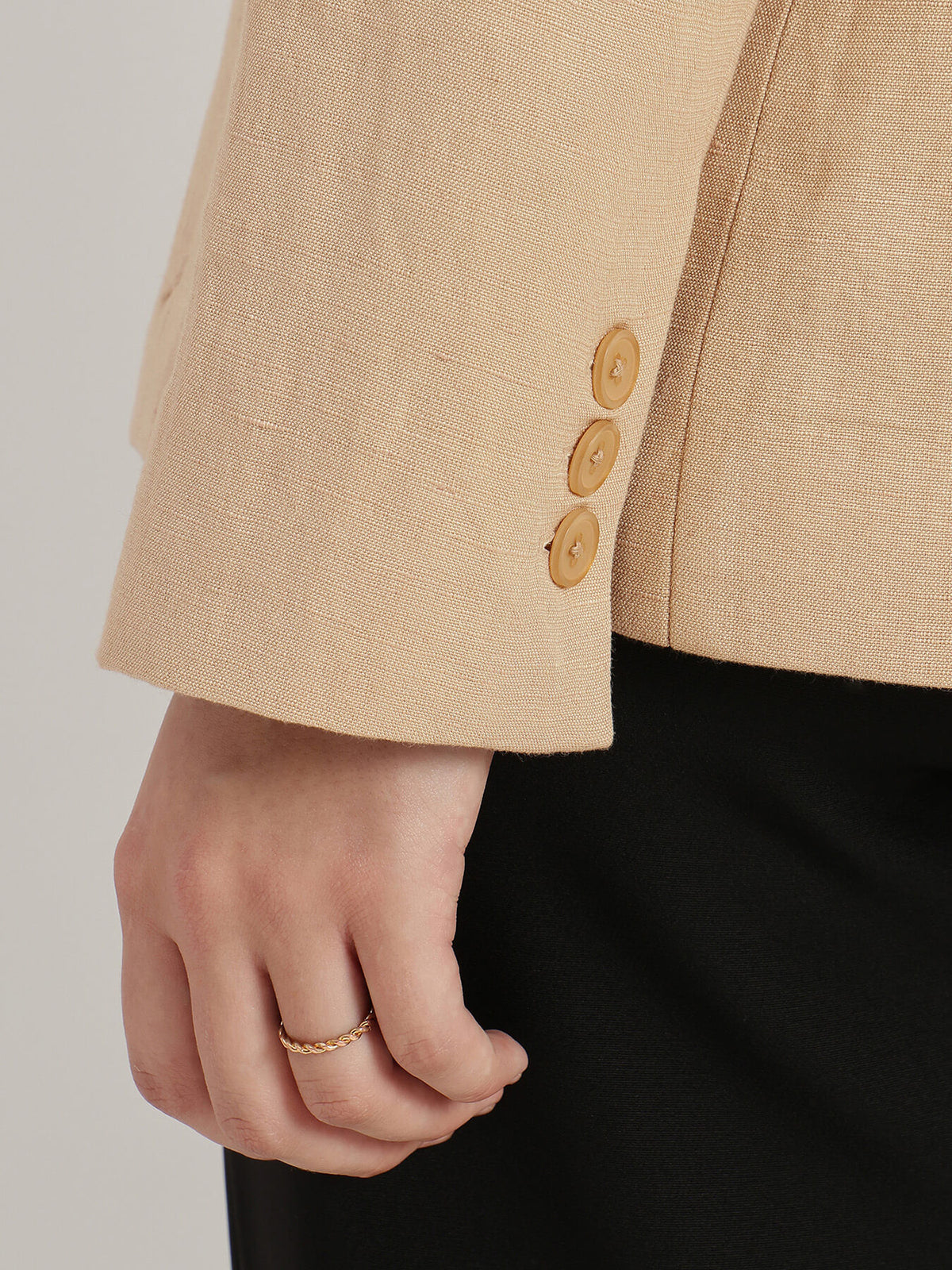Linen Single Breasted Blazer - Beige