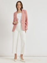 Linen Single Breasted Blazer - Pink