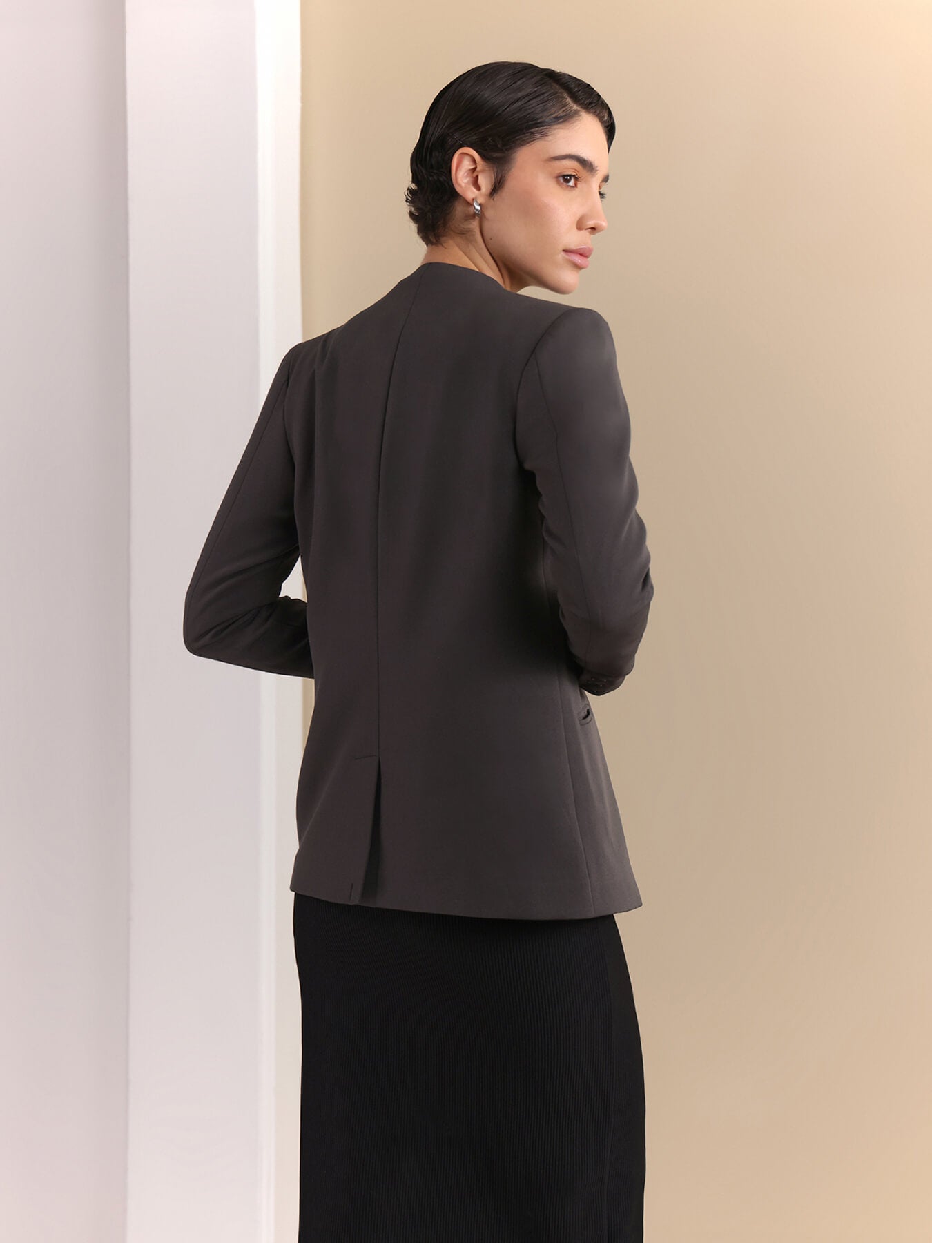 Single Breasted Blazer - Dark Grey