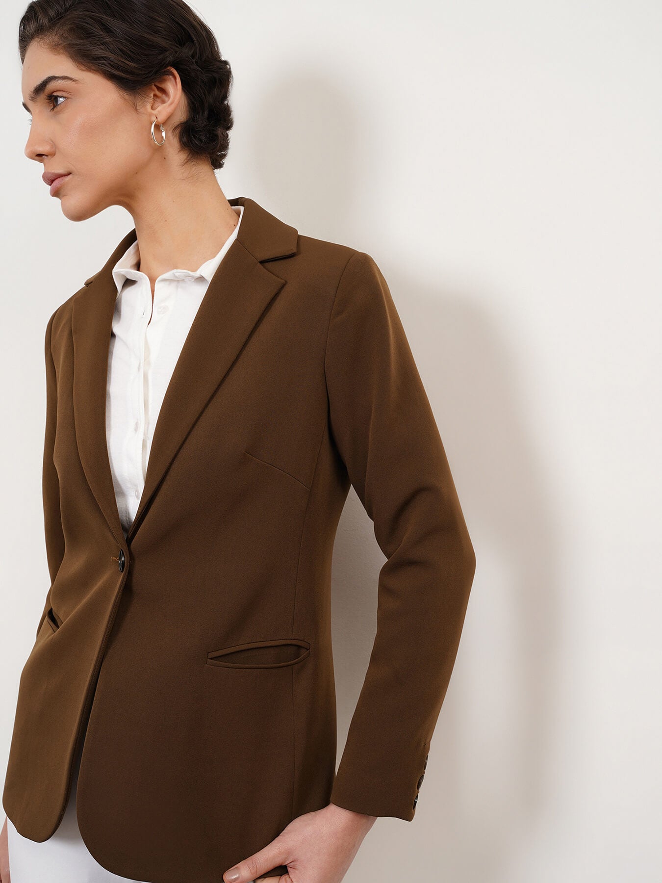 Lapel Collar Jacket - Brown